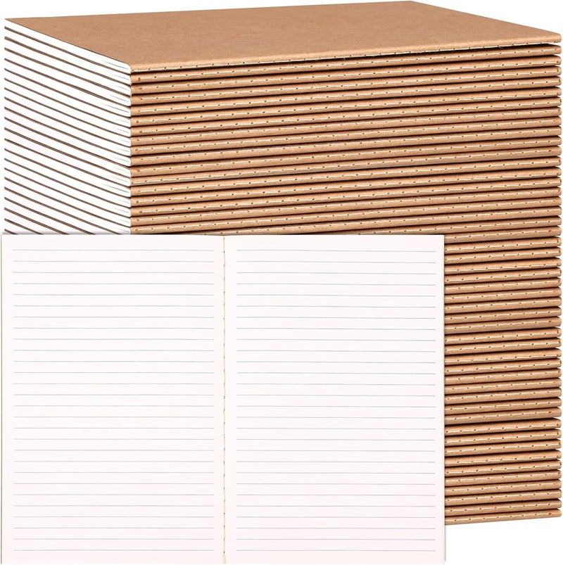LABUK 48 Pack Lined Kraft Notebooks, A5 Journals Bulk, 8.3x5.5 Notebook Bulk for Traveler Journal, Students Gift School Office Supplies (30 Sheets/60 Pages) - Image 1